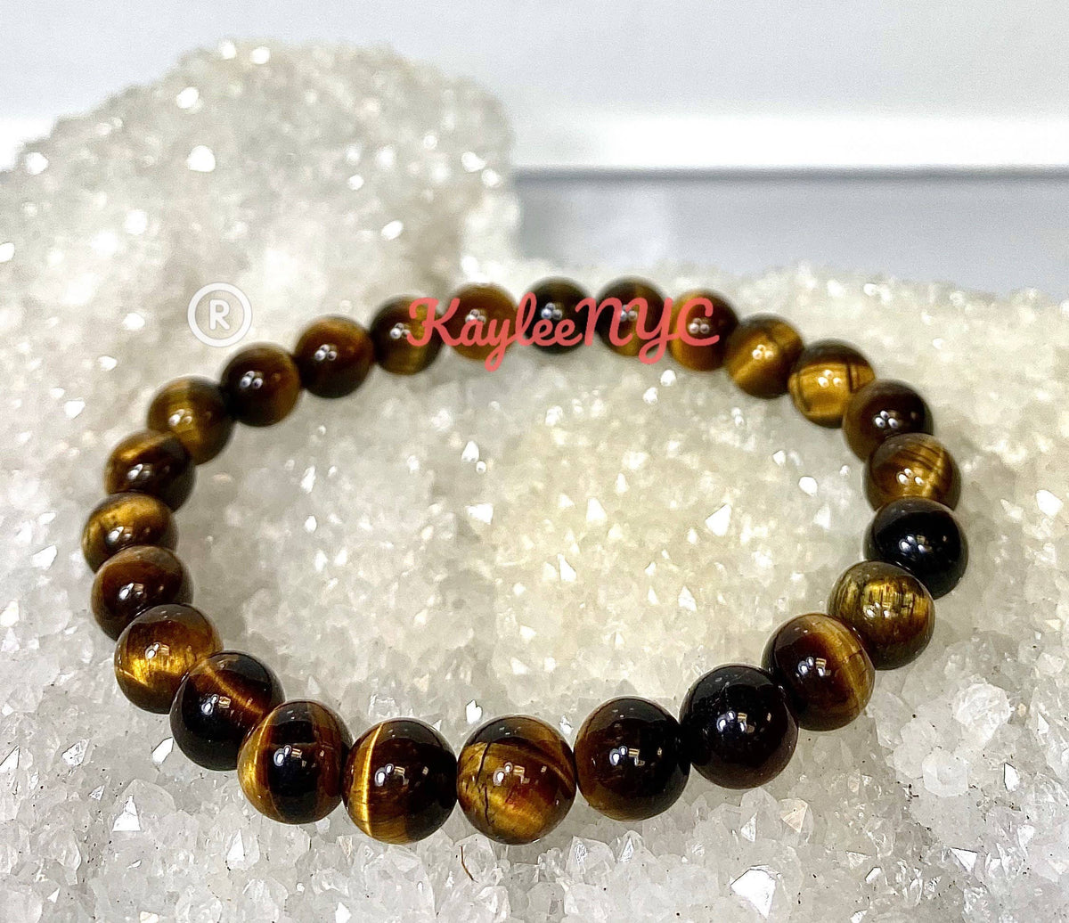 Natural Tiger Eye 8mm 7.5” Crystal Healing Stretch Bracelet