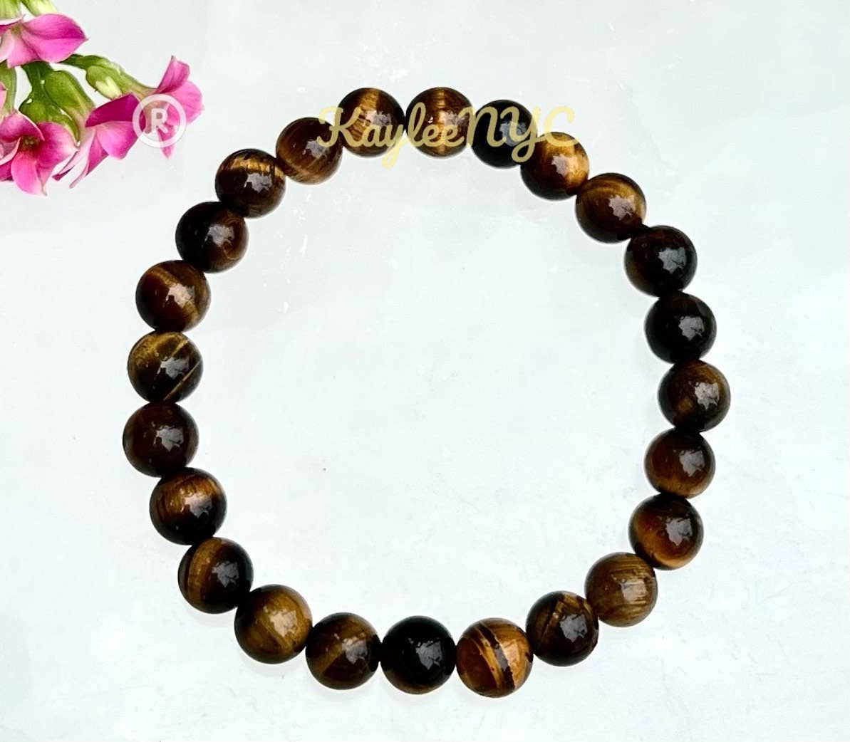 Natural Tiger Eye 8mm 7.5” Crystal Healing Stretch Bracelet