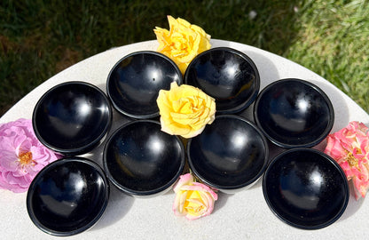 6-8 pcs Natural Black Obsidian Bowls Crystal Healing Energy