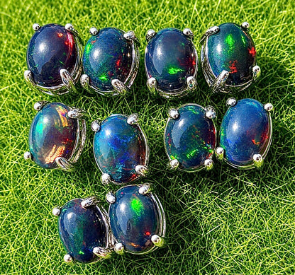 Black Opal Stud Earring 5x7mm