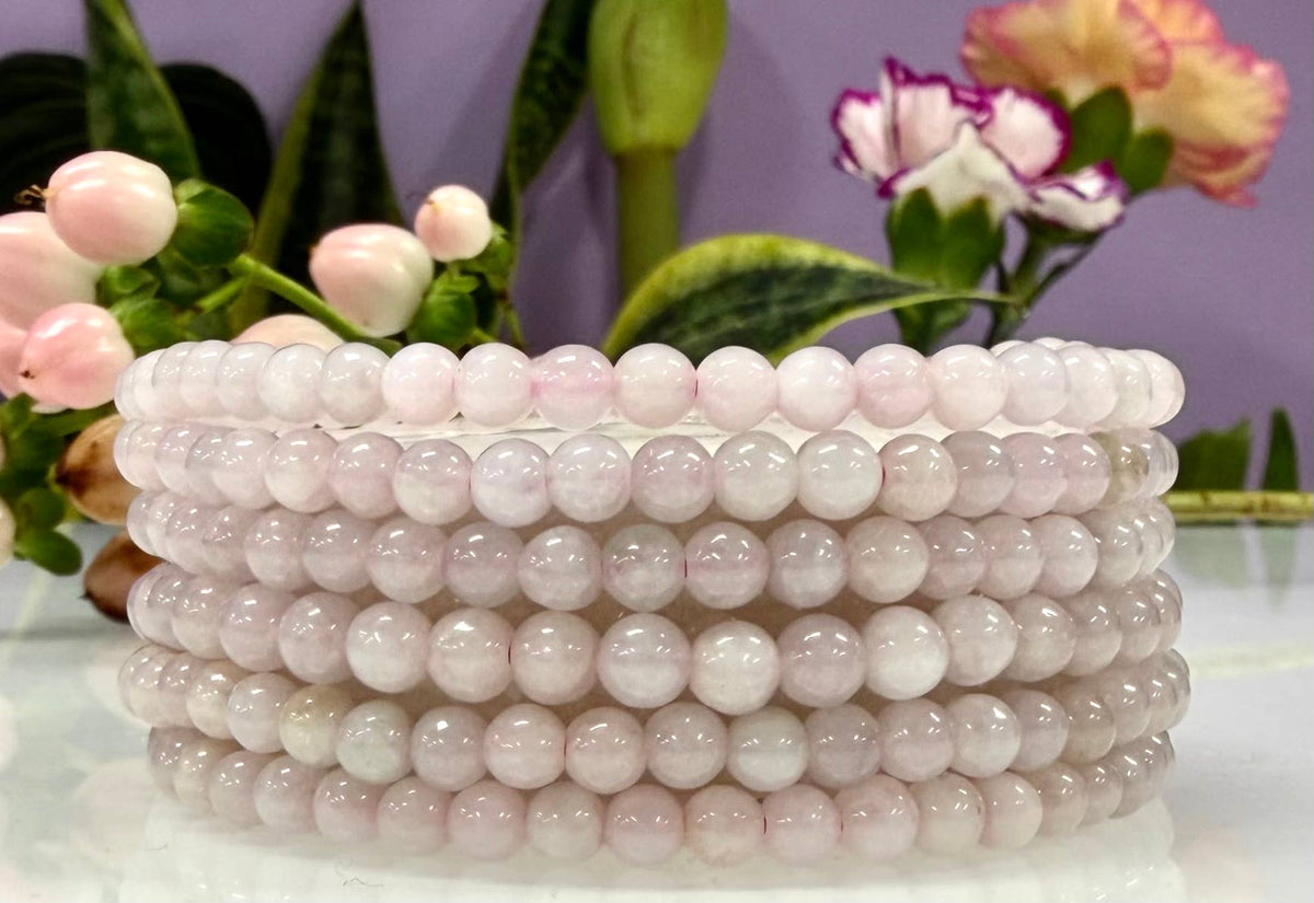 Natural Pink Jade Jadeite 4mm Crystal Stretch Bracelet 7.5"