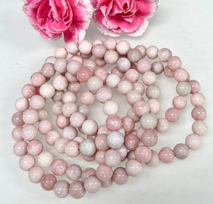 Natural Pink Opal 8mm Crystal Healing Stretch Bracelet 7.5"