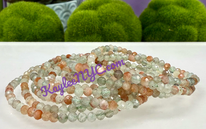 4mm Faceted Natural Arusha Sunstone Stretch Bracelets 7.5"