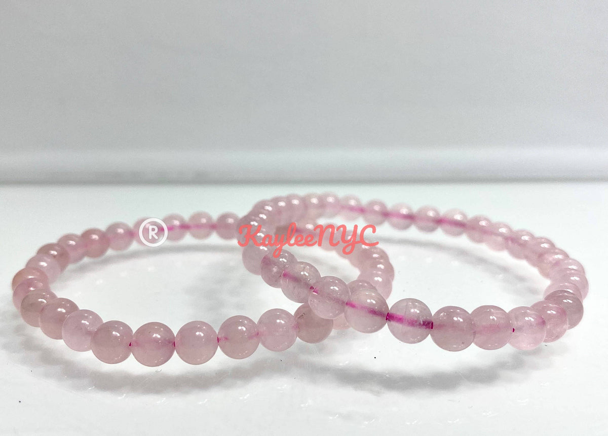 6mm Natural Rose Quartz Crystal Healing Stretch Bracelet