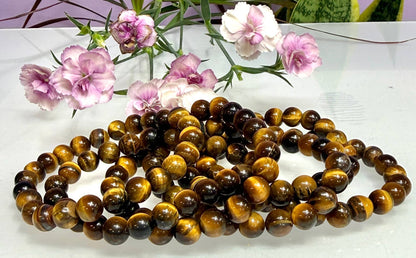 Natural Tiger Eye 8mm 7.5” Crystal Healing Stretch Bracelet