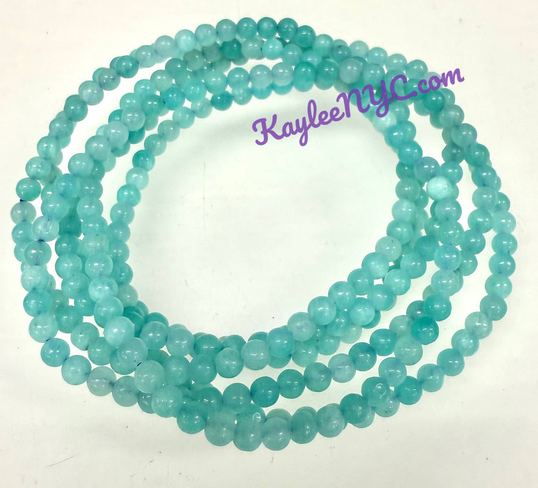 4mm Natural Amazonite Crystal Healing Stretch Bracelet 7.5"