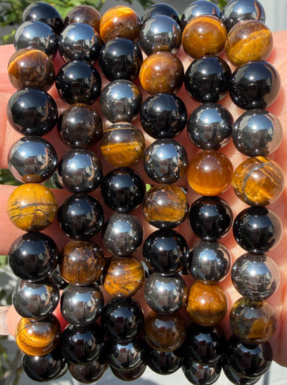 10mm Protection Natural Crystal Healing Stretch Bracelets 8"