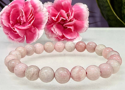 Natural Pink Opal 8mm Crystal Healing Stretch Bracelet 7.5"