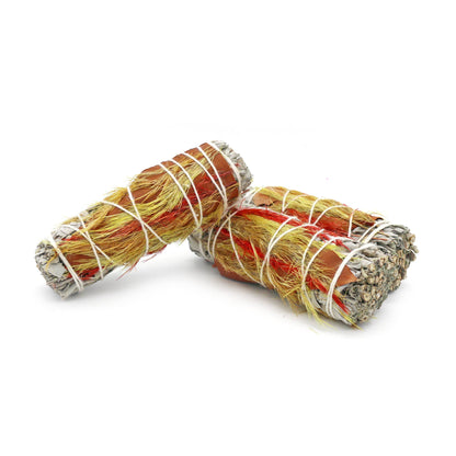 White Sage Smudge Stick, Autumn Multi Feather | 4 in.