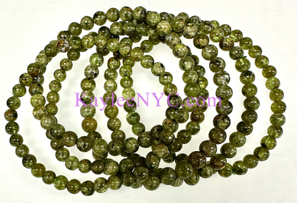 5-6mm Natural Peridot Crystal Healing Stretch Bracelet 7.5"