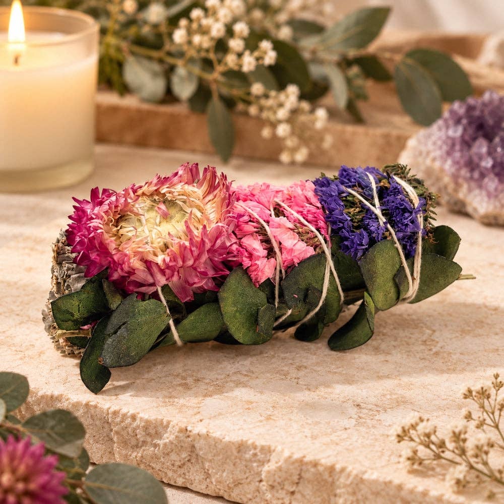 Sage Bundle - Purple Sinuata &amp; Hot Pink Strawflower