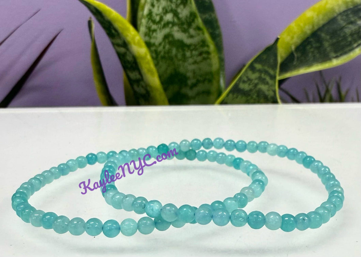4mm Natural Amazonite Crystal Healing Stretch Bracelet 7.5"