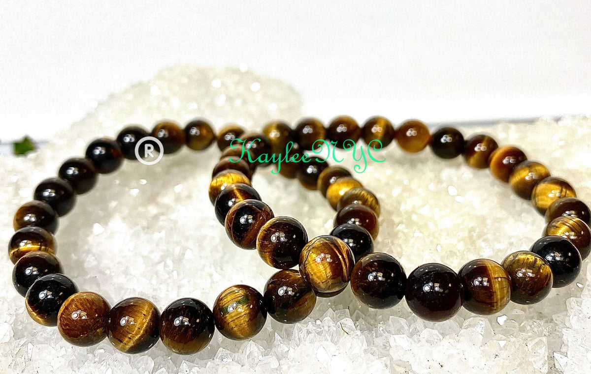 Natural Tiger Eye 8mm 7.5” Crystal Healing Stretch Bracelet