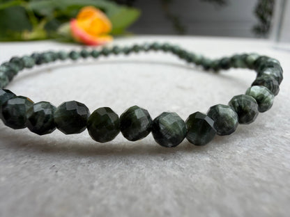 Wholesale 6 Pcs 4mm Seraphinite Faceted Natural Crystal 7.5"