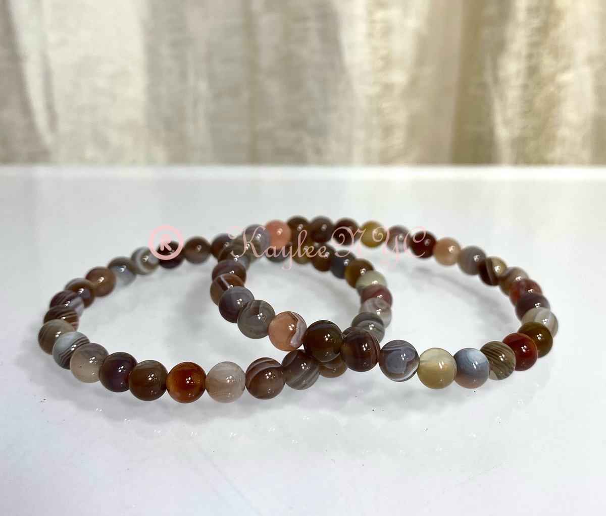 Natural Botswana Agate 6mm Crystal Healing Stretch Bracelets