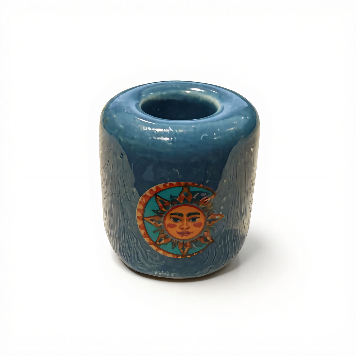 Ceramic Candle Holder Blue with Sun and Moon Pack of 5