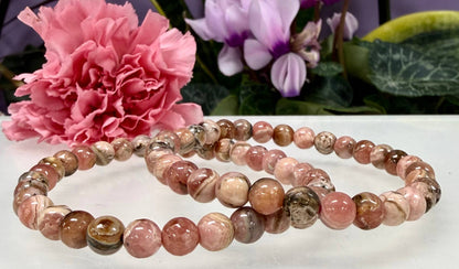 6mm Rhodochrosite Natural Crystal Healing Stretch Bracelet