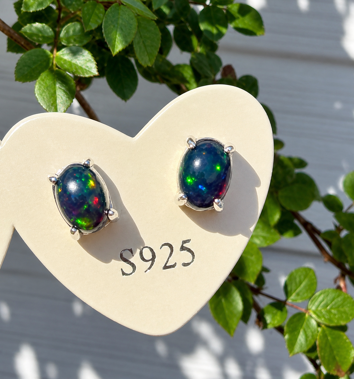 Black Opal Stud Earring 5x7mm