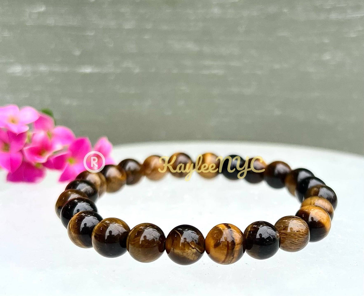 Natural Tiger Eye 8mm 7.5” Crystal Healing Stretch Bracelet