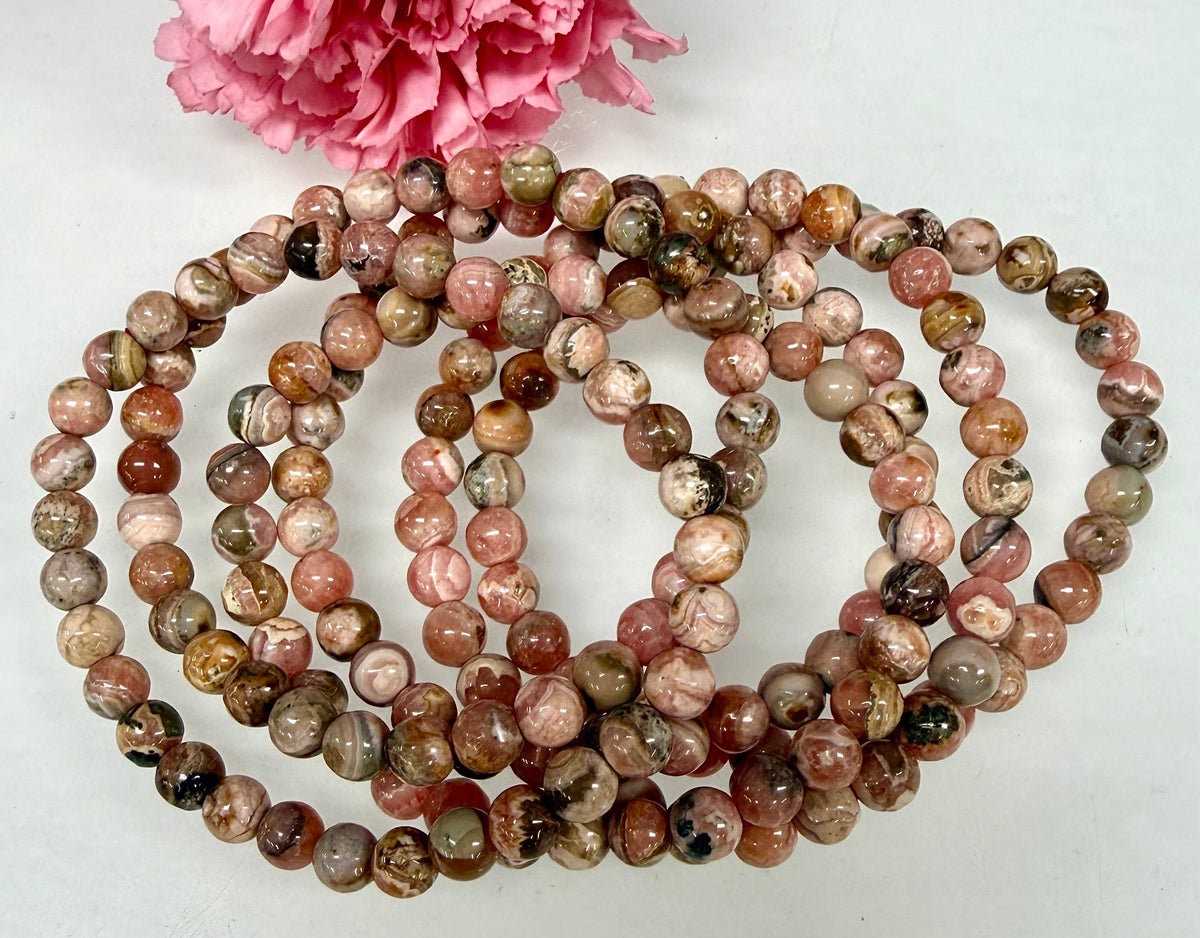 6mm Rhodochrosite Natural Crystal Healing Stretch Bracelet