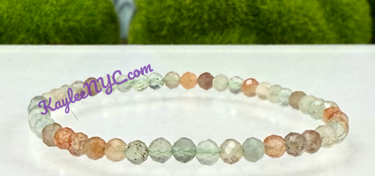 4mm Faceted Natural Arusha Sunstone Stretch Bracelets 7.5"