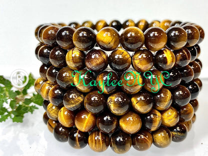 Natural Tiger Eye 8mm 7.5” Crystal Healing Stretch Bracelet