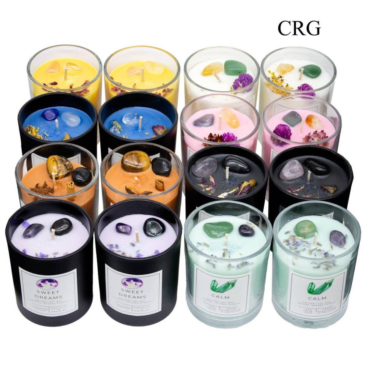 Soy Wax Candle and Crystal Gemstones 8 pc Set - Crystal Home Decor