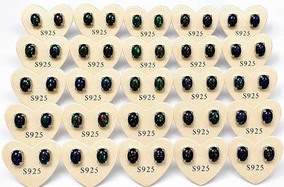 Black Opal Stud Earring 5x7mm