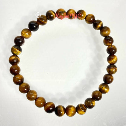 6mm Natural Tiger Eye Crystal Healing Stretch Bracelet 7.5"