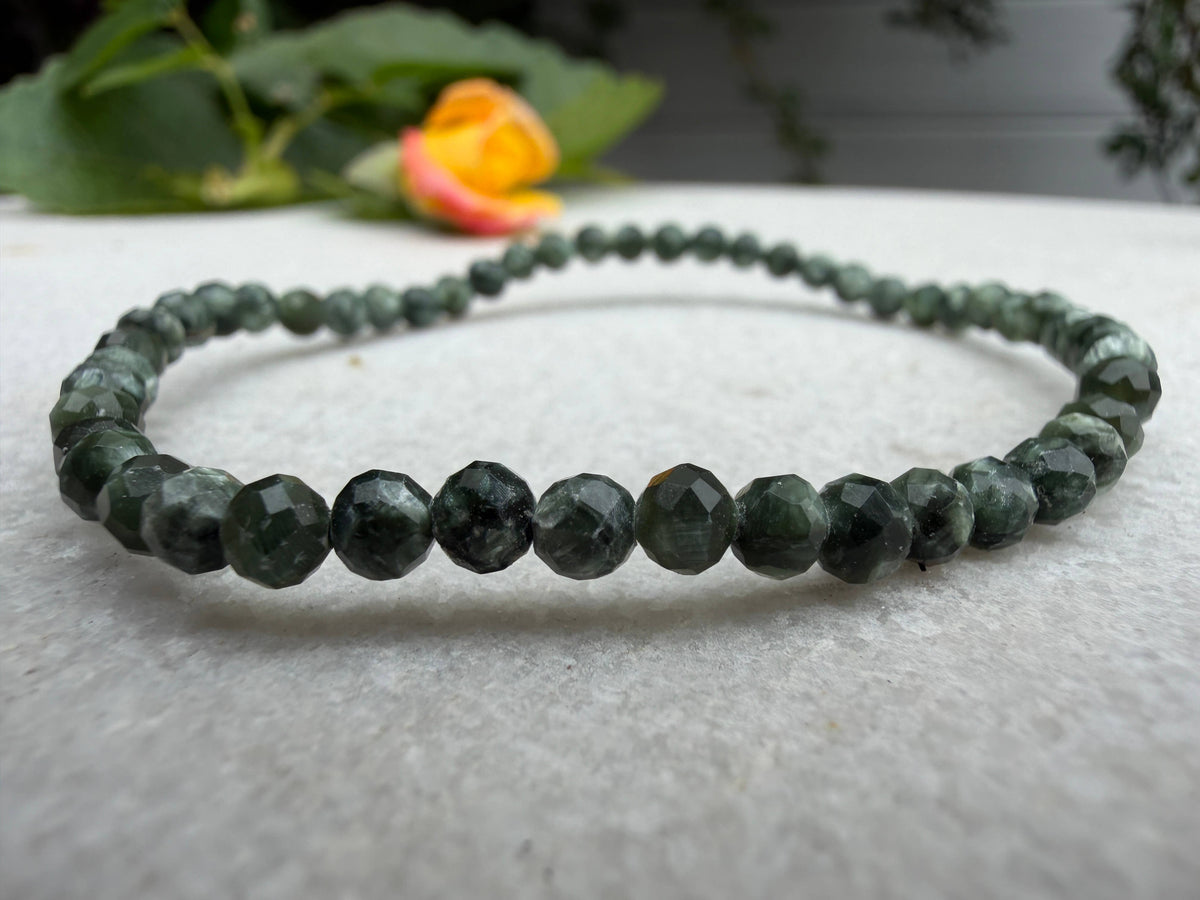 Wholesale 6 Pcs 4mm Seraphinite Faceted Natural Crystal 7.5"