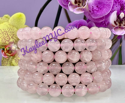 Natural Rose Quartz 8mm Crystals Healing Stretch Bracelet