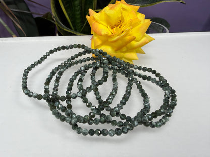 Wholesale 6 Pcs 4mm Seraphinite Faceted Natural Crystal 7.5"