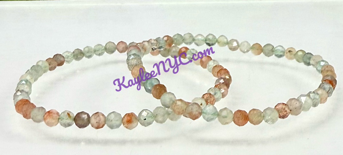 4mm Faceted Natural Arusha Sunstone Stretch Bracelets 7.5"