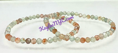 4mm Faceted Natural Arusha Sunstone Stretch Bracelets 7.5"