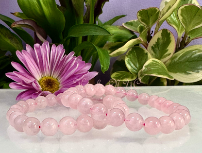 Natural Rose Quartz 8mm Crystals Healing Stretch Bracelet