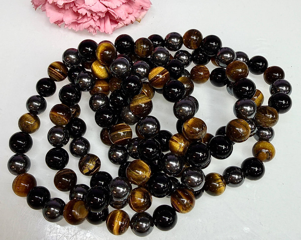 10mm Protection Natural Crystal Healing Stretch Bracelets 8"