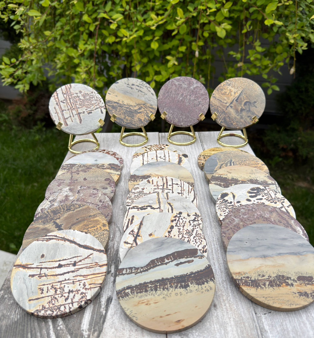 Wholesale Lot Natural Picture Jasper Slab with stand