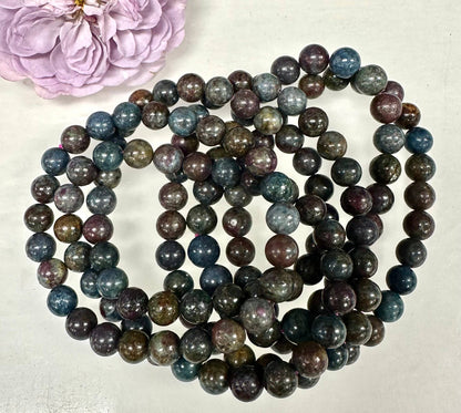 8mm Natural Ruby Kyanite Crystal Healing Stretch Bracelet 