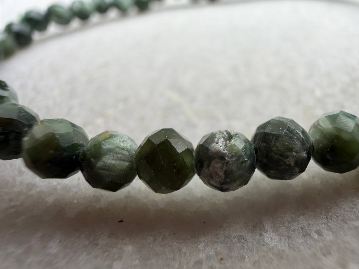 Wholesale 6 Pcs 4mm Seraphinite Faceted Natural Crystal 7.5"