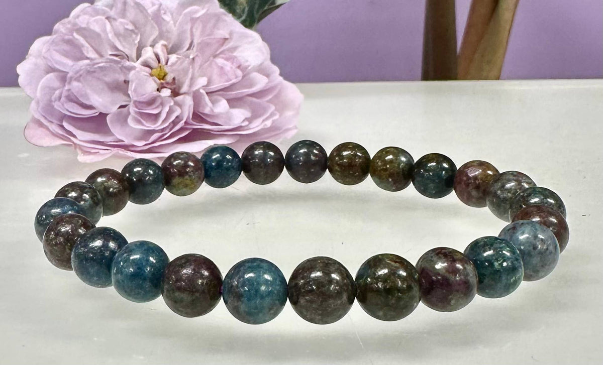 8mm Natural Ruby Kyanite Crystal Healing Stretch Bracelet 