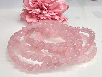 6mm Natural Rose Quartz Crystal Healing Stretch Bracelet